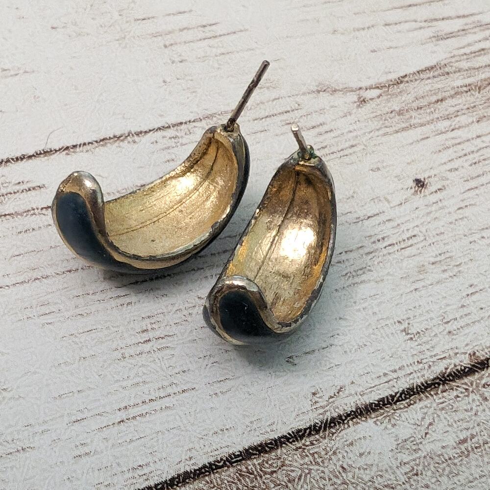 Vintage Earrings For Pierced Ears Dark Teal - Repair Needed - Picture 3 of 6